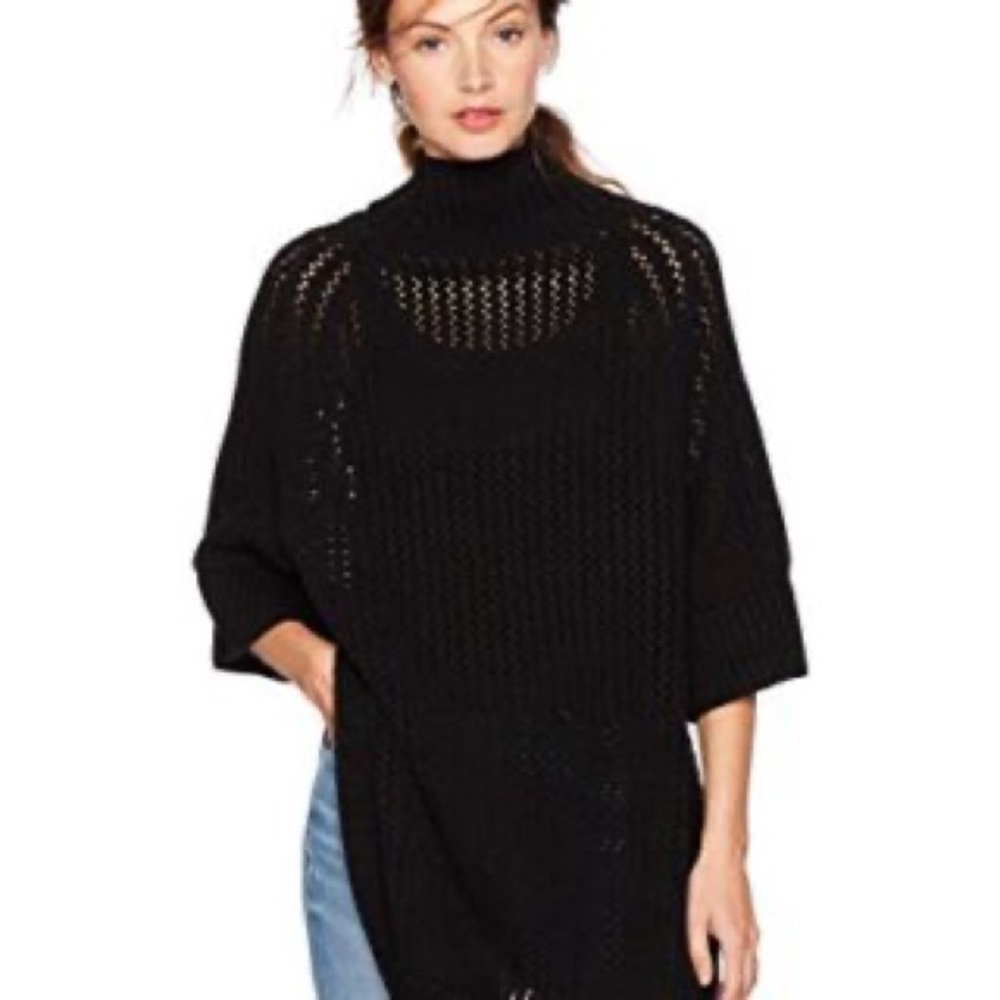 Cable Stitch Rib-Collar Tunic Sweater